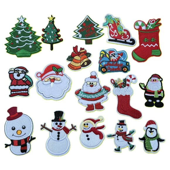 Set of 18 Christmat Iron on Patch Santa Patch Christmas Tree Patch Snowman Patch - Picture 3 of 7